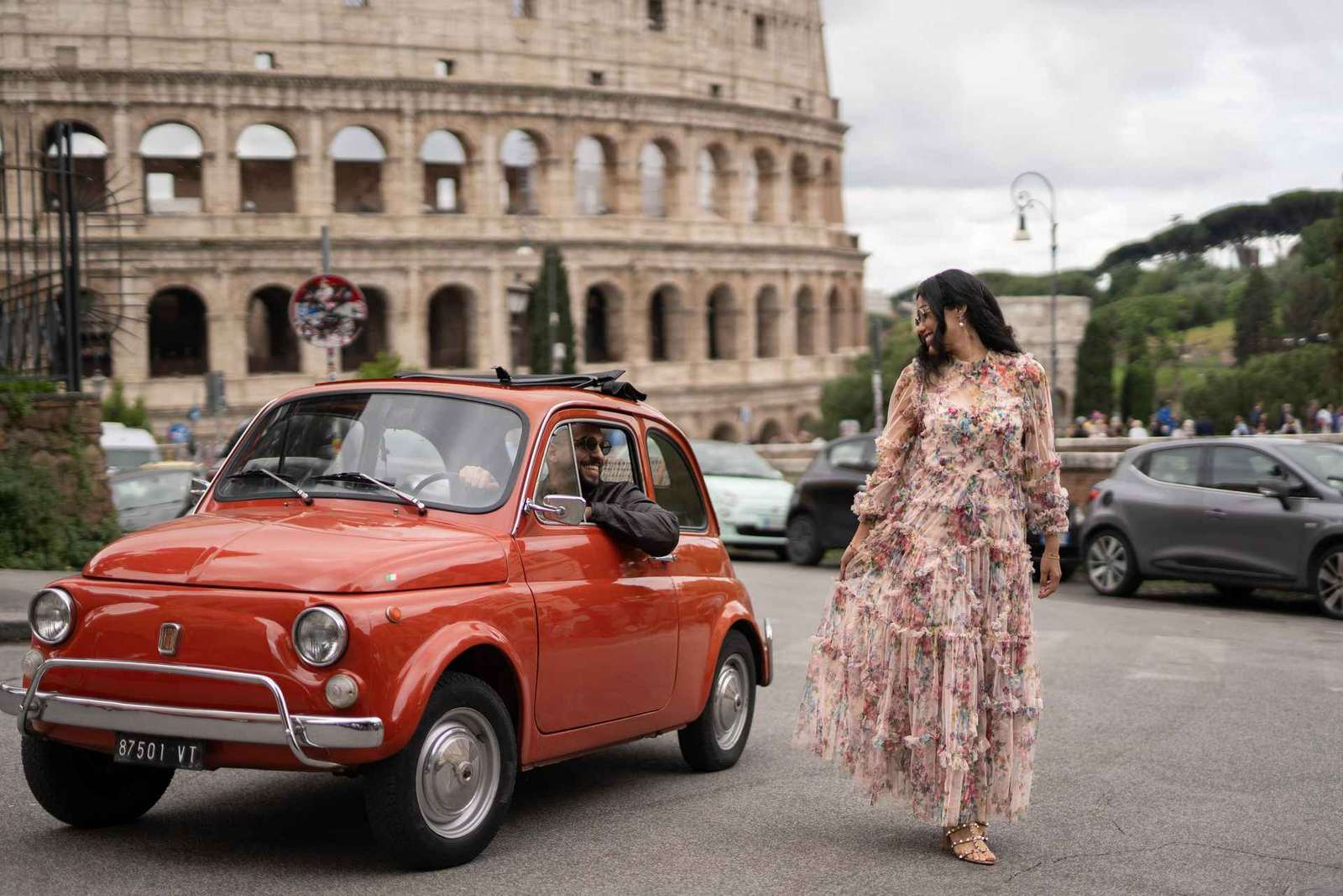 Fiat 500 tour Rome in een klassieke auto langs de Gianicolo