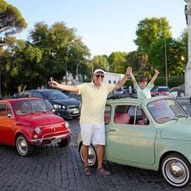 Fiat 500 tour Rome in een klassieke auto langs de Gianicolo